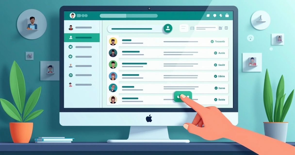 Painel centralizado com lista de contatos e histórico de mensagens 