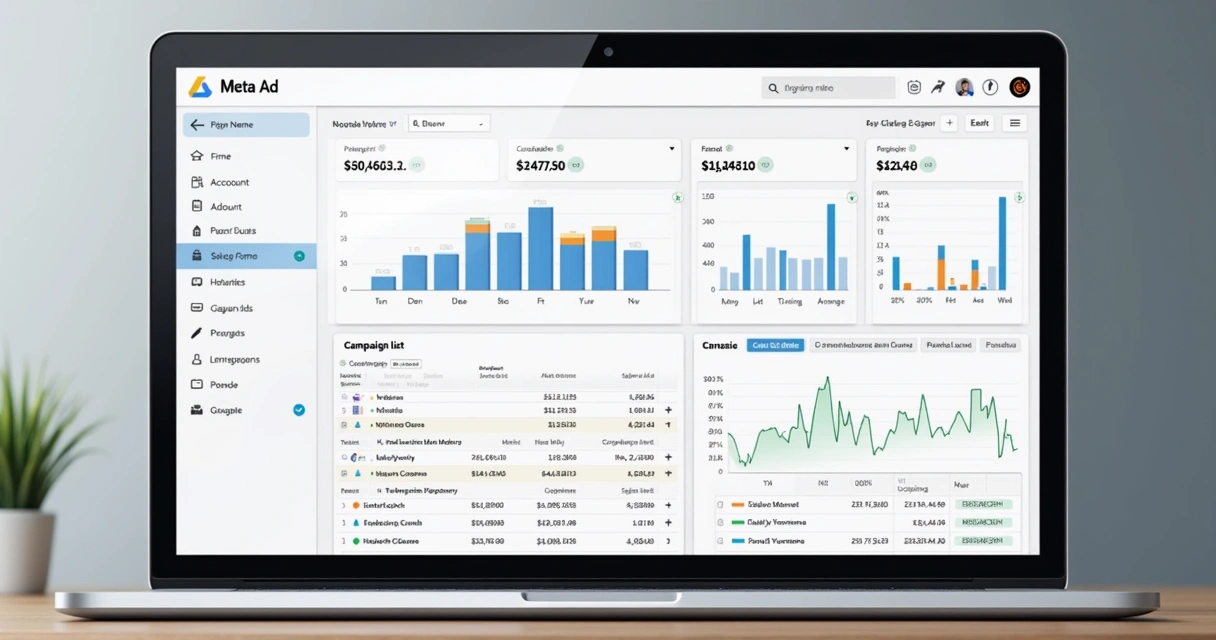 Painel centralizado exibindo campanhas de Meta Ads e Google Ads lado a lado
