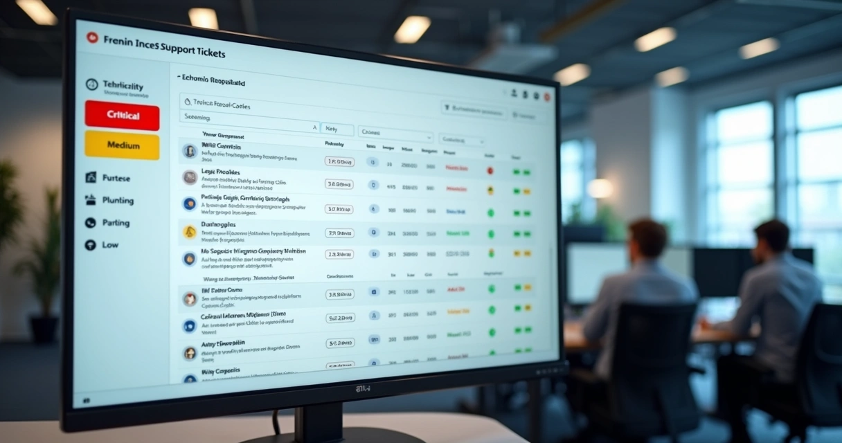 Painel digital com chamados técnicos organizados por prioridade 