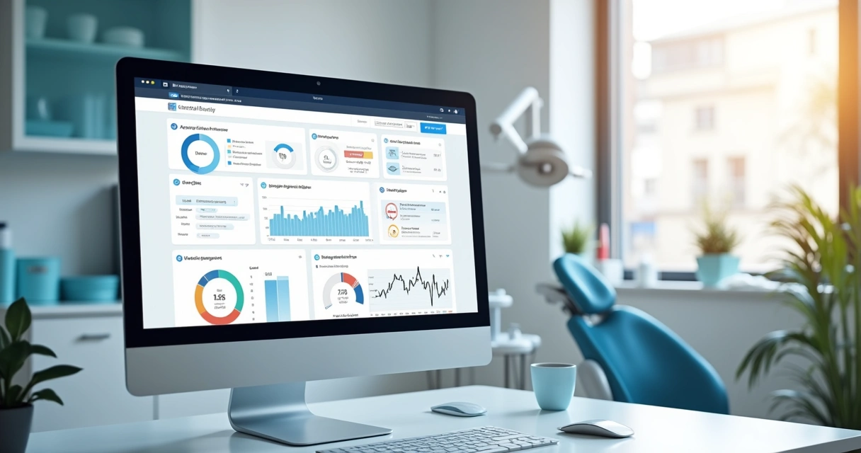 Painel digital com métricas de site de clínica odontológica 
