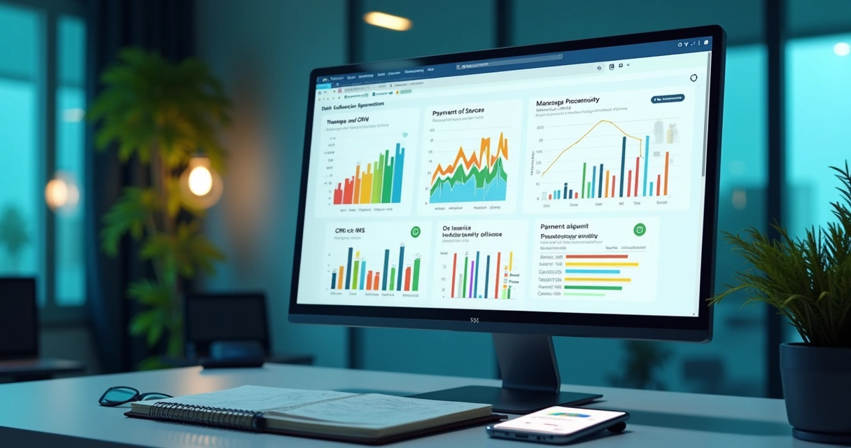 Painel de cobrança digital com gráficos e segmentação de clientes 