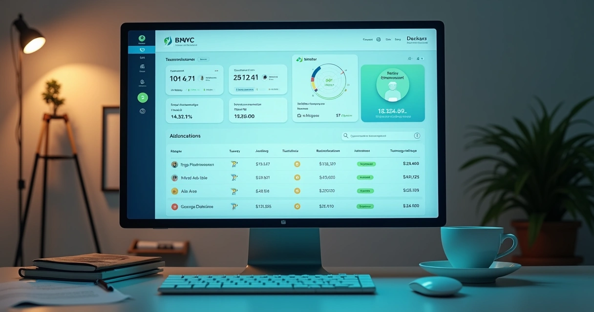 Painel digital de cobrança mostrando gráficos de recebimentos e pagamentos 