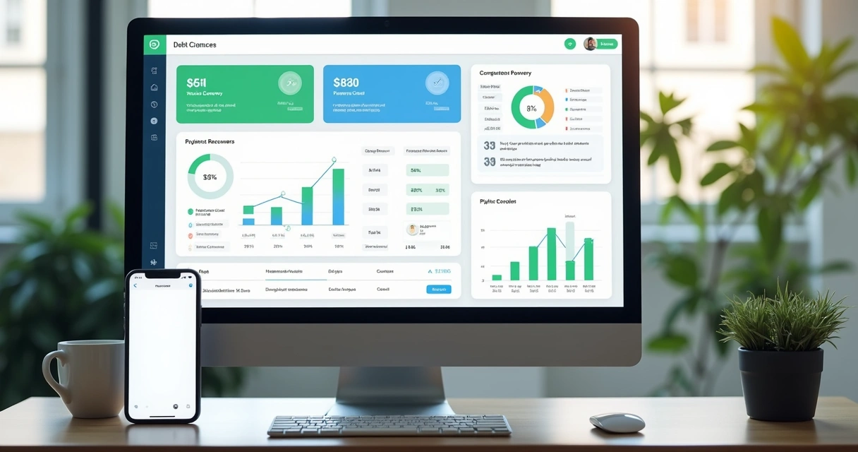 Painel de cobrança com mensagens no WhatsApp e indicadores financeiros 