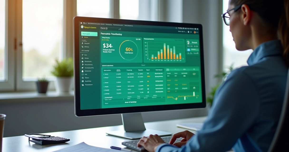 Painel financeiro com conciliação bancária automática em tela 