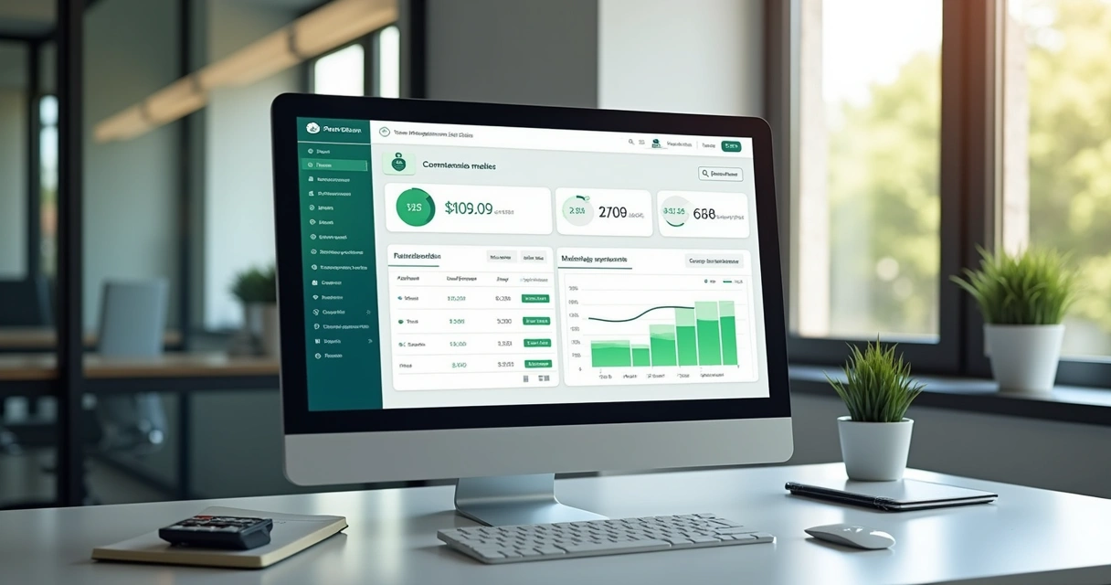 Painel financeiro com conciliação bancária automática em tela 