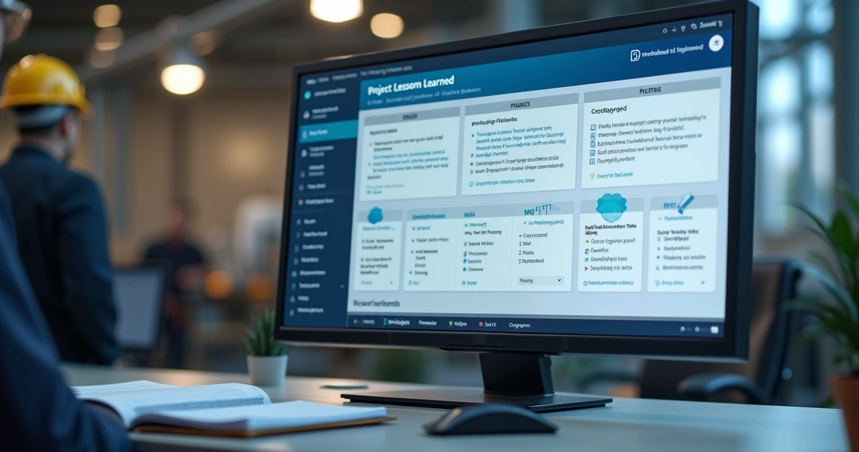 Painel digital com categorias de lições aprendidas em projetos 