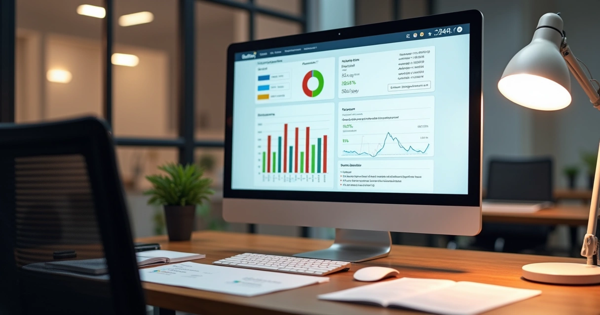 Painel de computador com gráficos e informações do eSocial