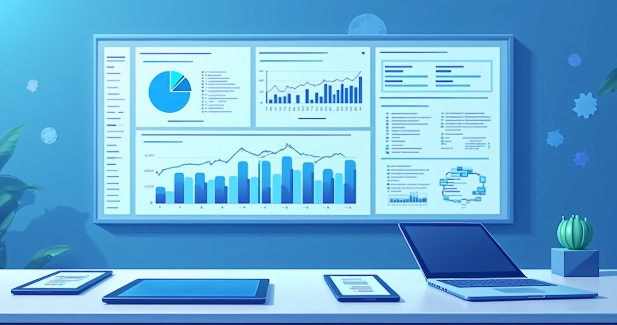 Painel digital com indicadores de ordens de serviço. 