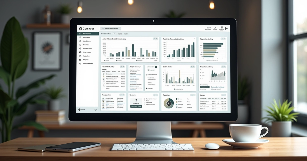 Interface de painel de controle de e-commerce mostrando pedidos, produtos e integrações 