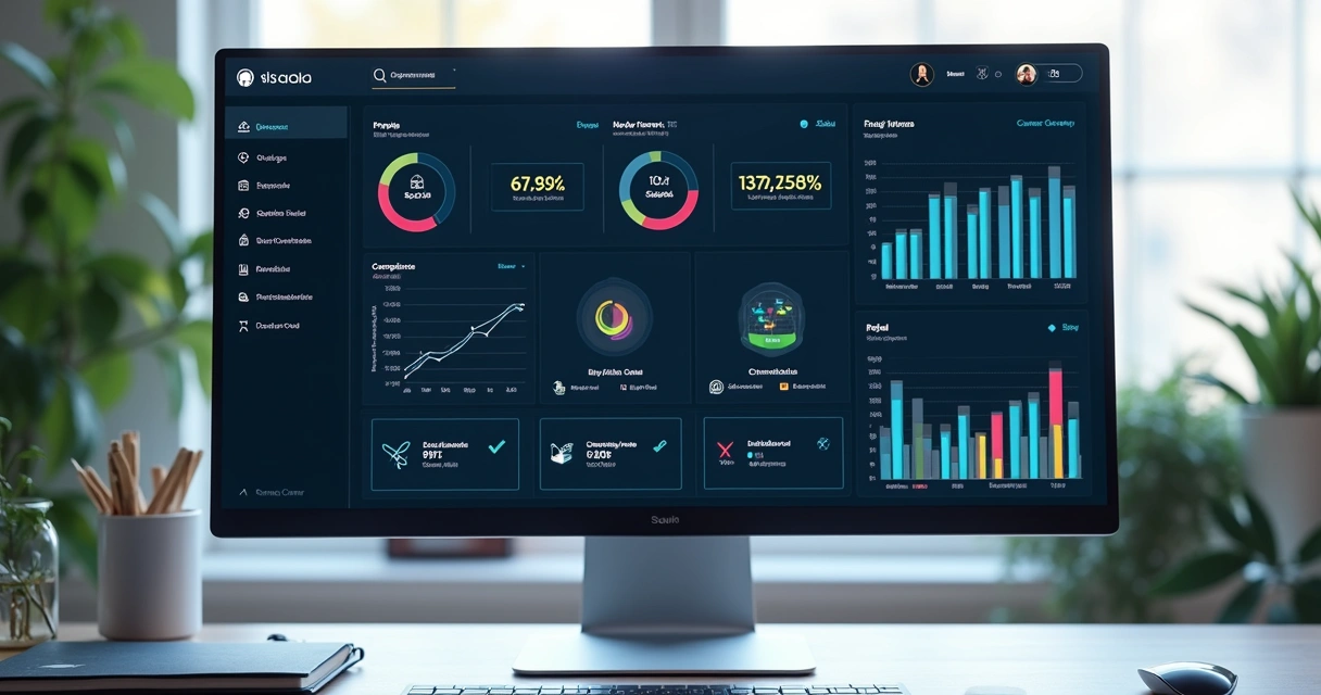Dashboard de controle de vendas e indicadores de performance online 
