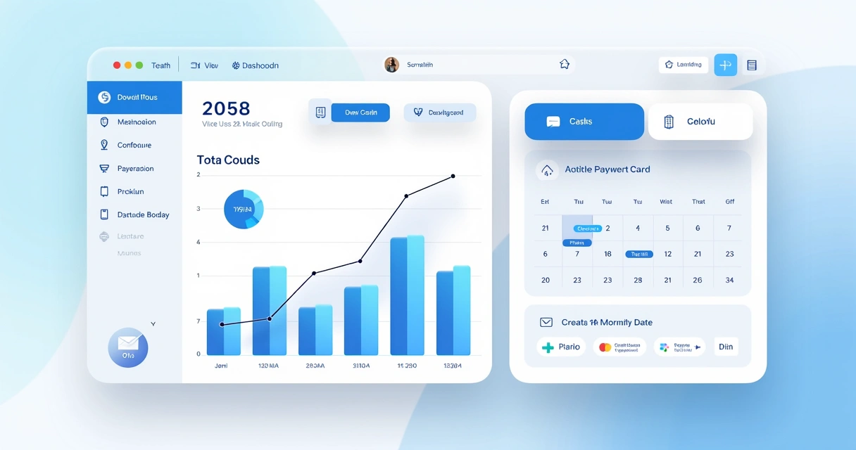 Painel de controle financeiro com gráficos e indicadores 