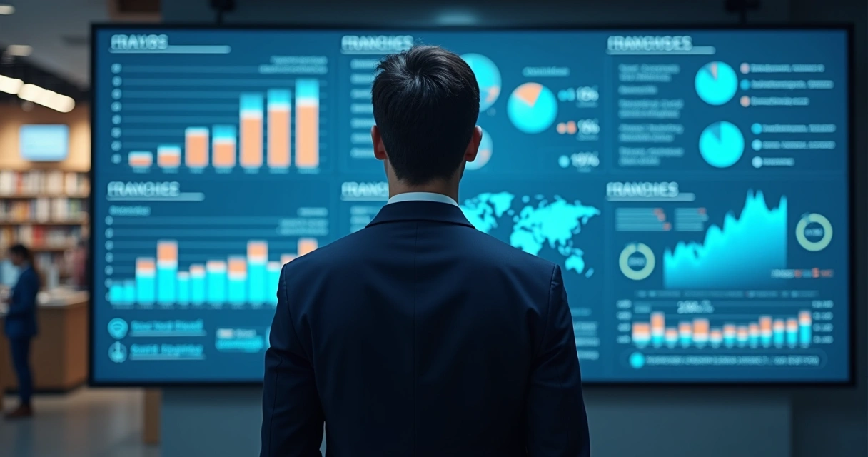Painel de controle digital com indicadores de uma franquia 