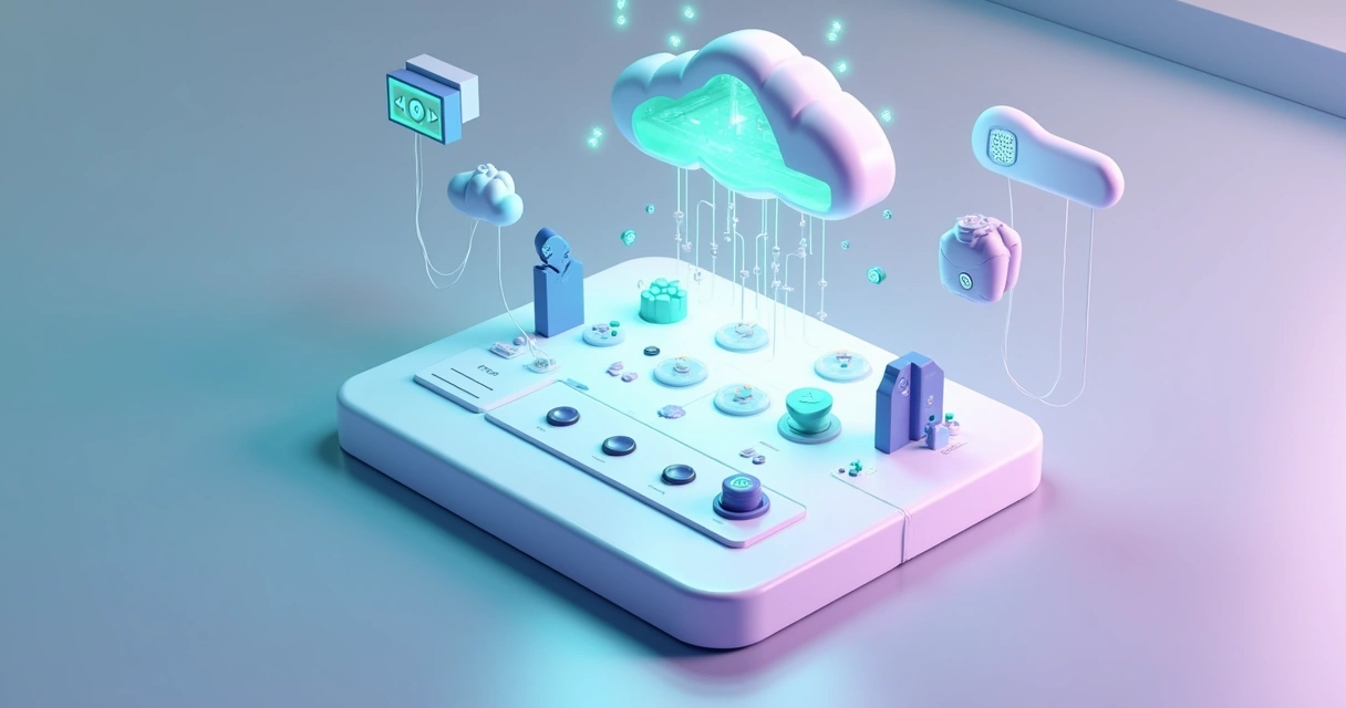 Gestor operando painel de controle simples conectado a nuvem de IA SaaS 