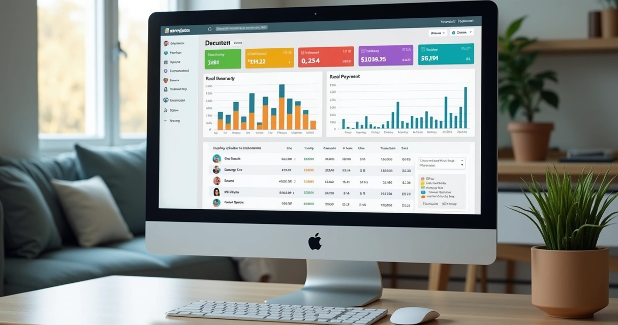 Painel de controle financeiro de alugueis exibido em tela de computador