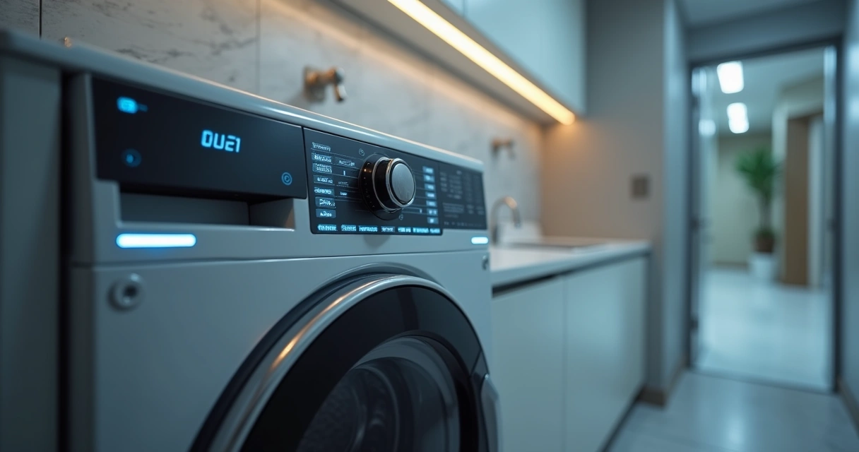 Painel digital de máquina de lavar em condomínio 