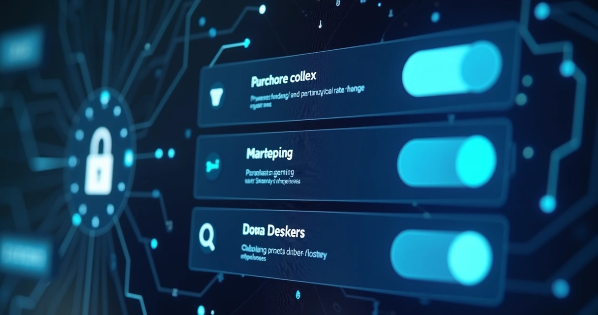 Painel de controle de privacidade com opções para tratar dados 