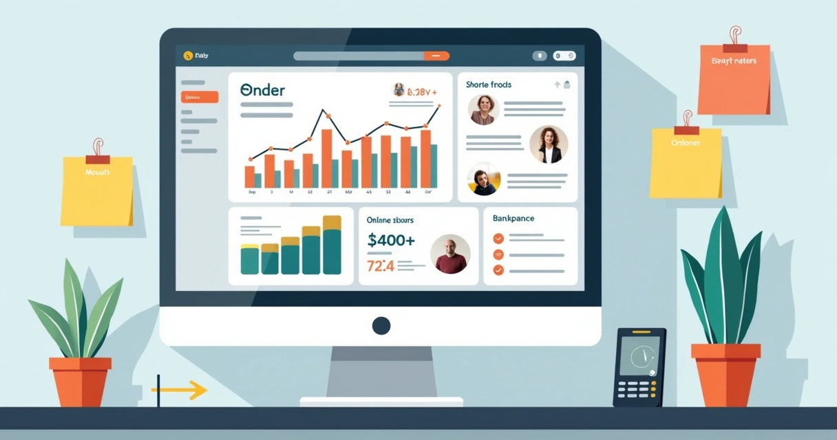 Painel de controle de loja virtual em tela de computador 