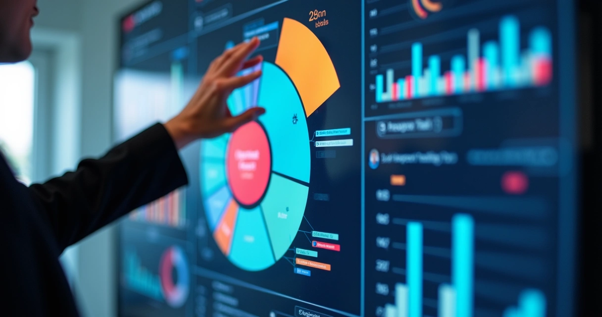 Dashboard de marketing digital com gráficos de segmentação de leads 