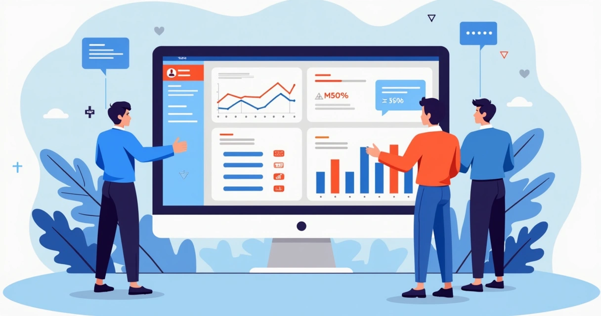 Painel digital mostrando gráficos de menções negativas e bloqueios 