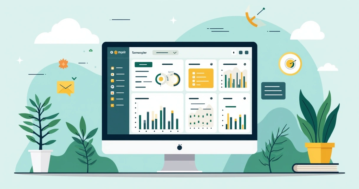 Painel de software com gráficos de desempenho de vendas