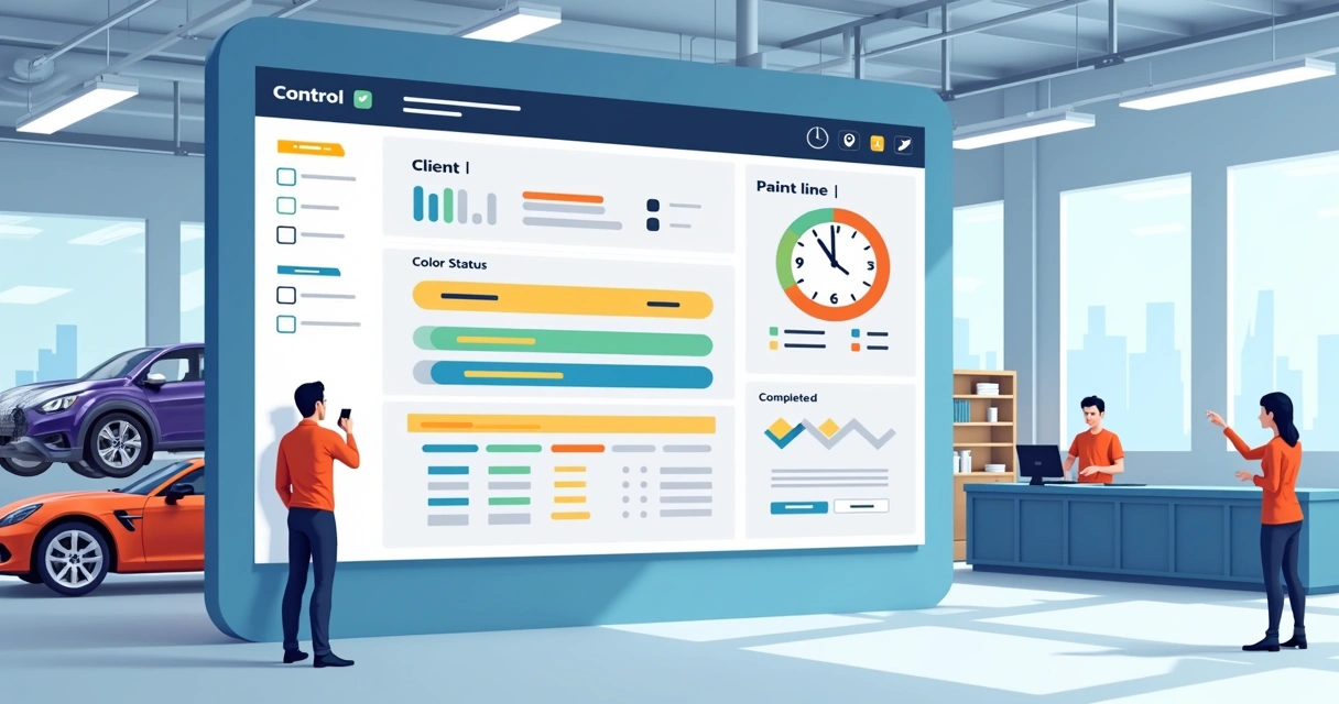 Painel de controle com status de cores
