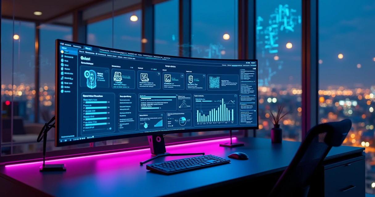 Painel de controle OpenClaw com integrações de IA em ambiente corporativo futurista 
