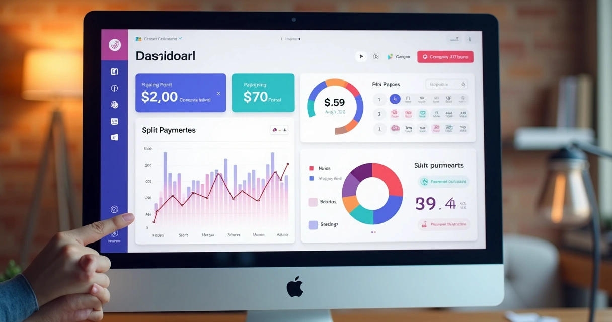 Dashboard de controle de pagamentos digital com destaque para Pix e boletos 