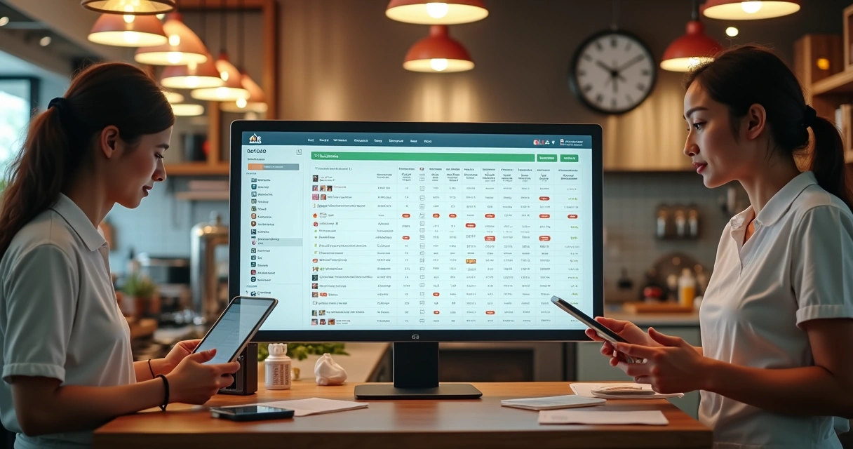 Painel de controle mostrando pedidos online de lanchonete 
