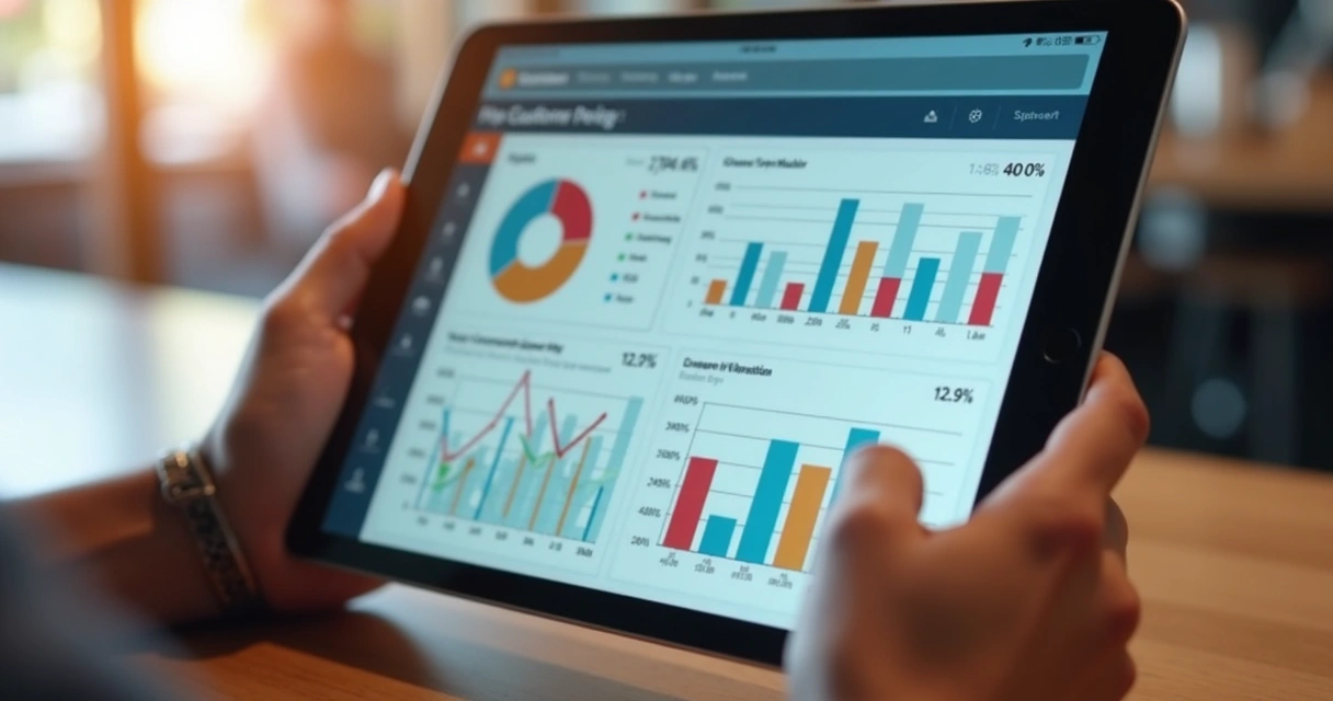 Painel digital mostrando métricas de fidelidade na tela 