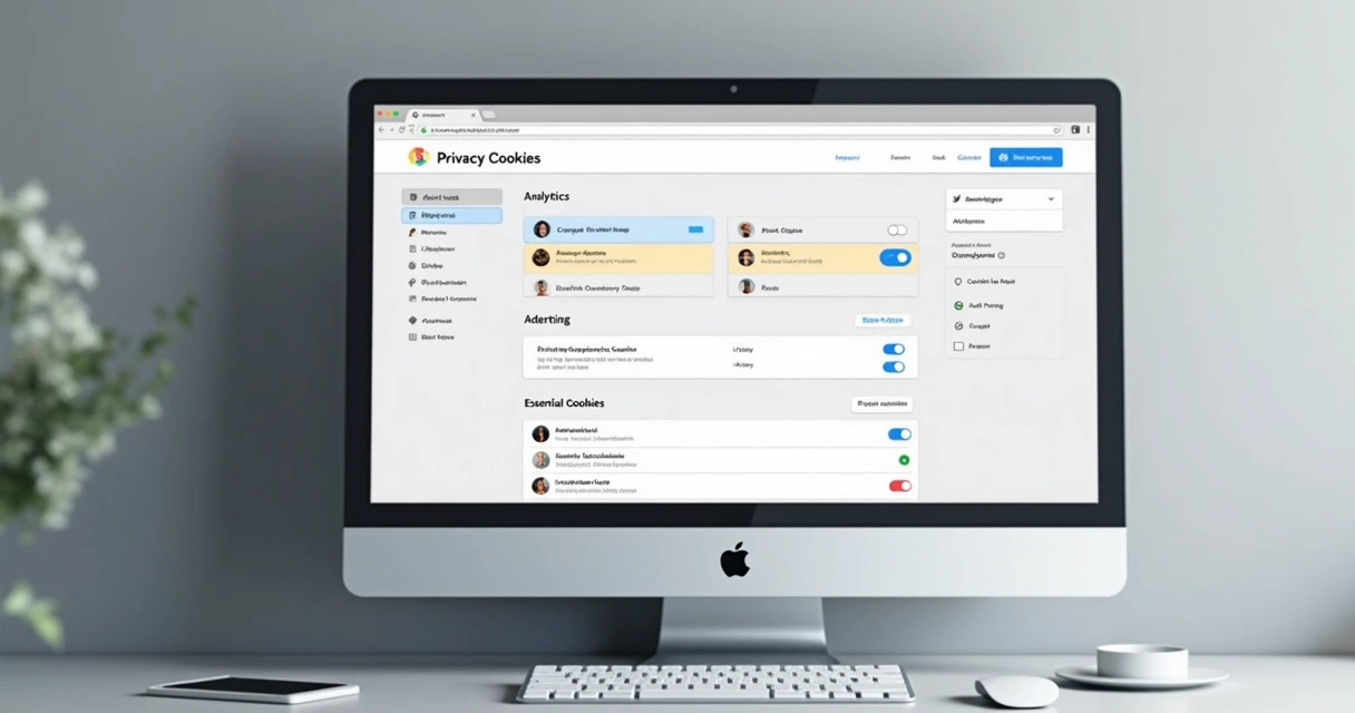 Painel de controle de privacidade de cookies no computador 