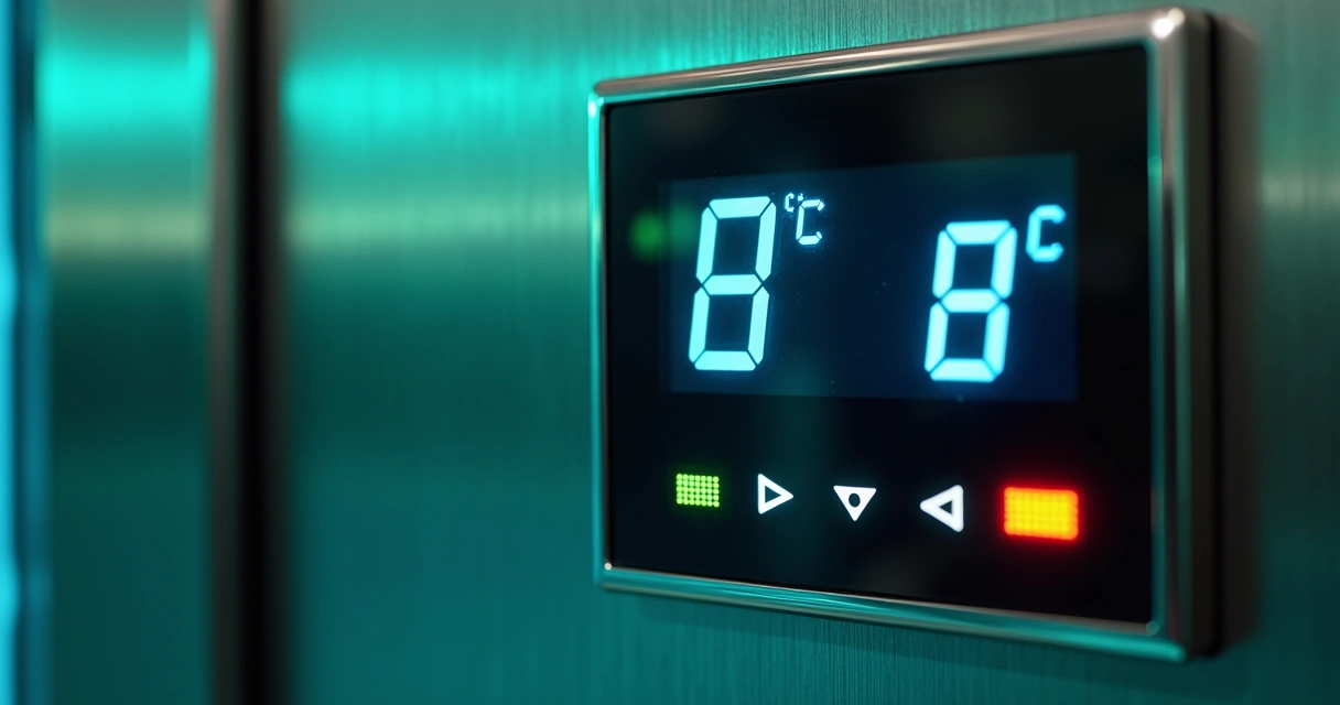 Painel de controle digital de refrigerador comercial aceso 