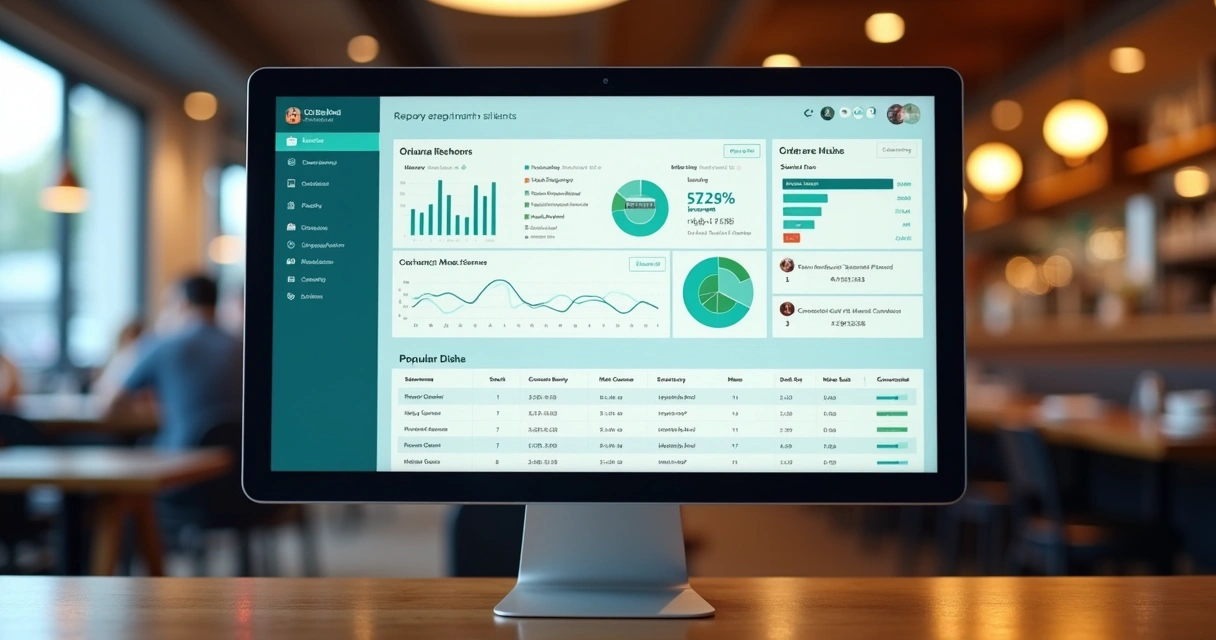 Dashboard com relatório de vendas do cardápio digital na tela 