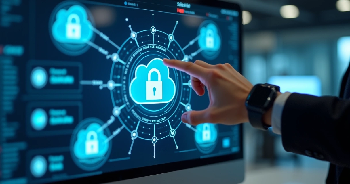 Tela de controle digital evidencia segurança e proteção de dados