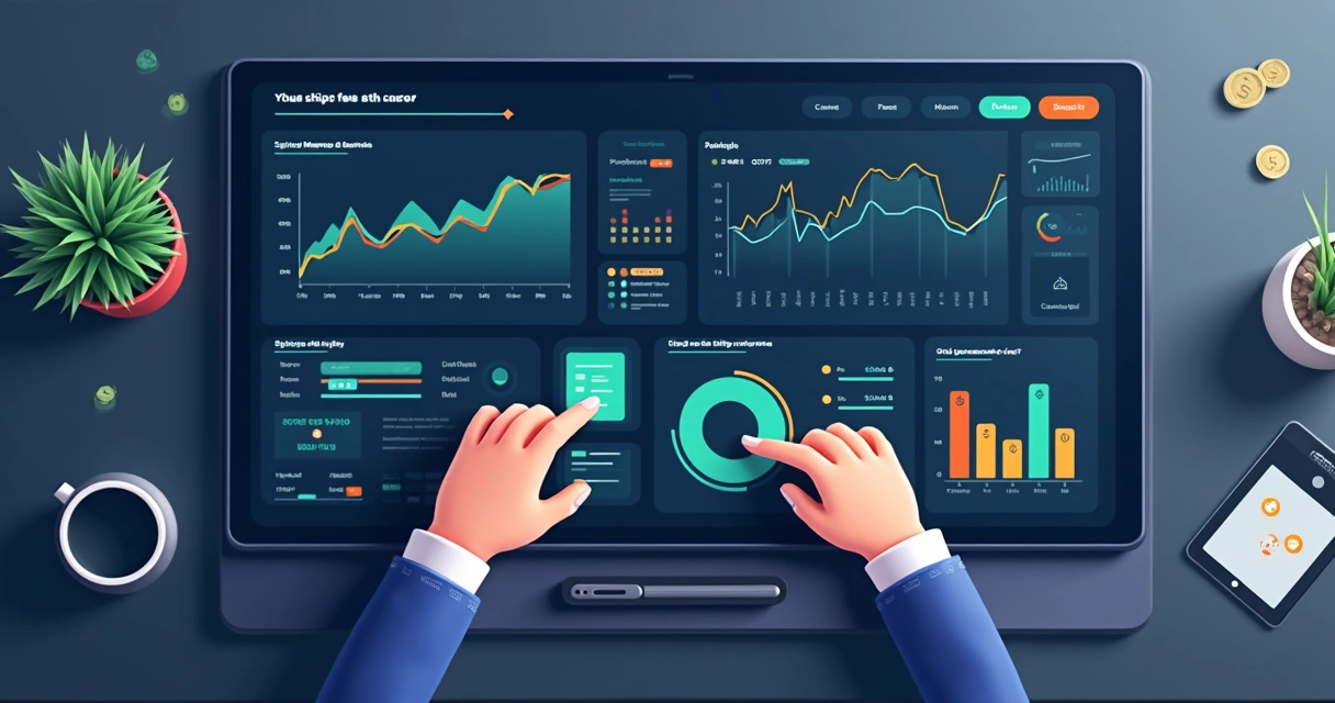 Painel digital exibindo controle de taxas de dropshipping 