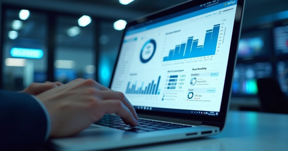 Painel de controle de Wi-Fi em laptop com gráficos de uso de banda
