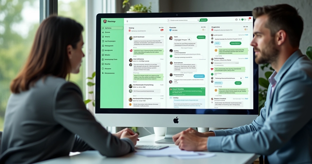 Painel com conversas comerciais e etapas de atendimento 