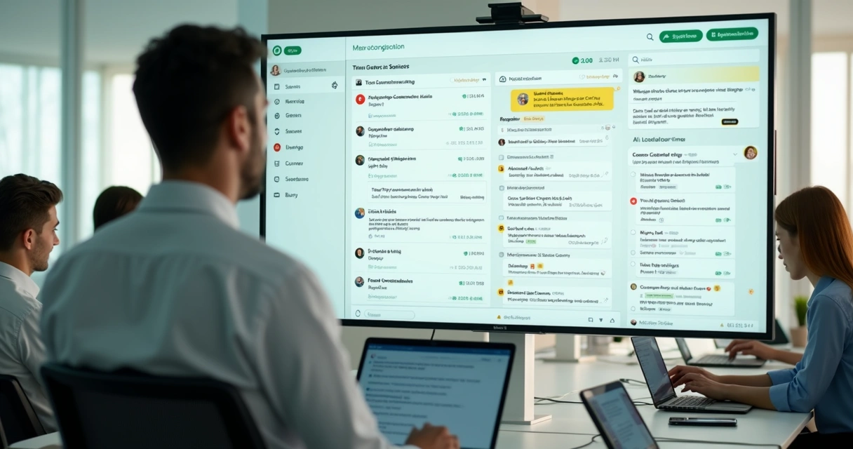 Painel com conversas comerciais no WhatsApp e insights de IA 