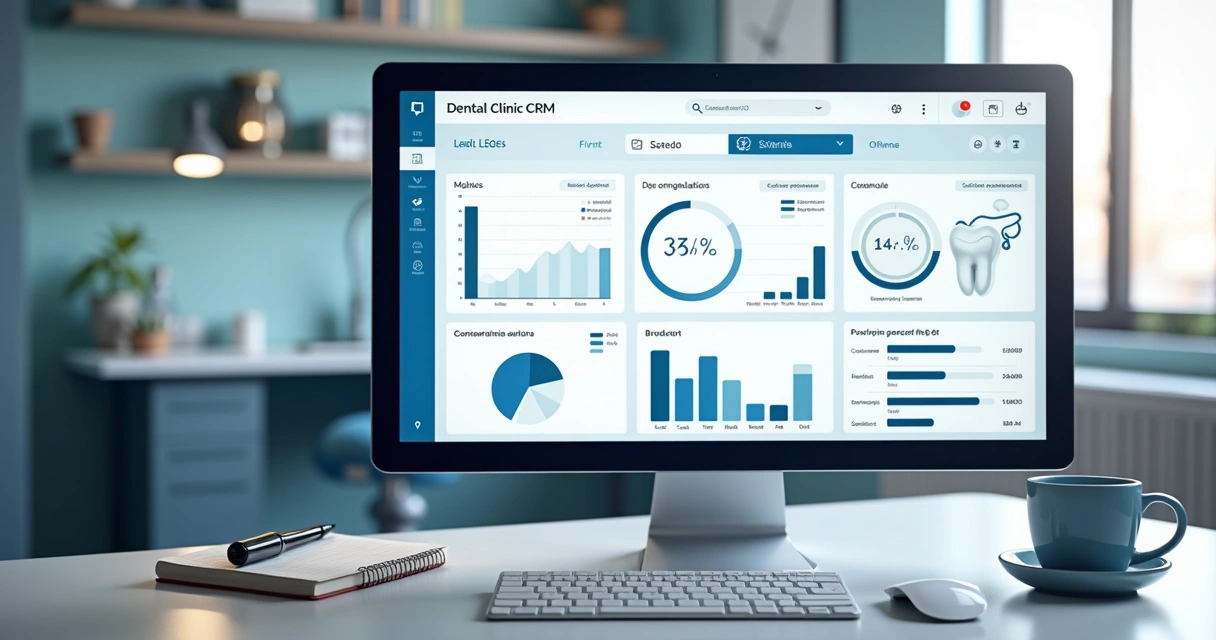 Painel de CRM com agendamentos odontológicos 