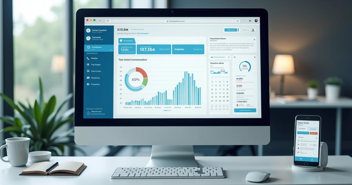 Painel de CRM com dados de leads e agenda da clínica 