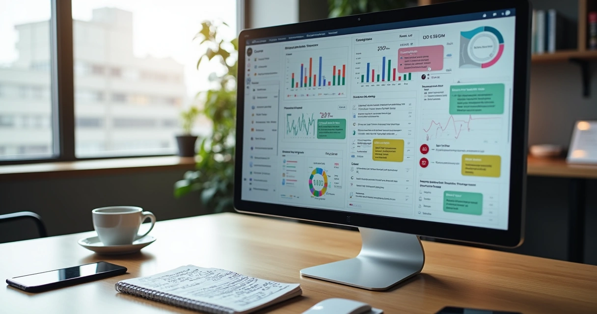 CRM dashboard with confusing charts and lost lead alerts