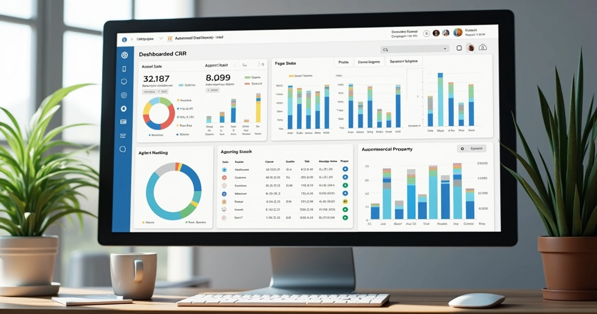 Painel de CRM exibindo distribuição automática de leads imobiliários 