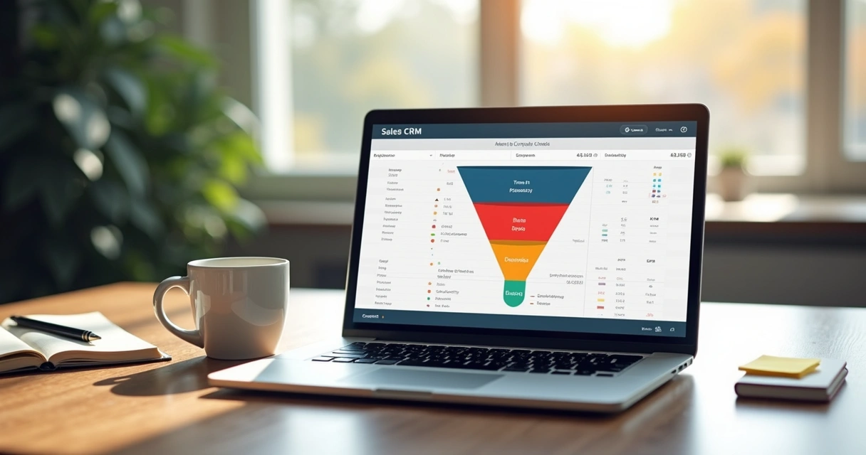 Painel de CRM com funil e gargalo destacado