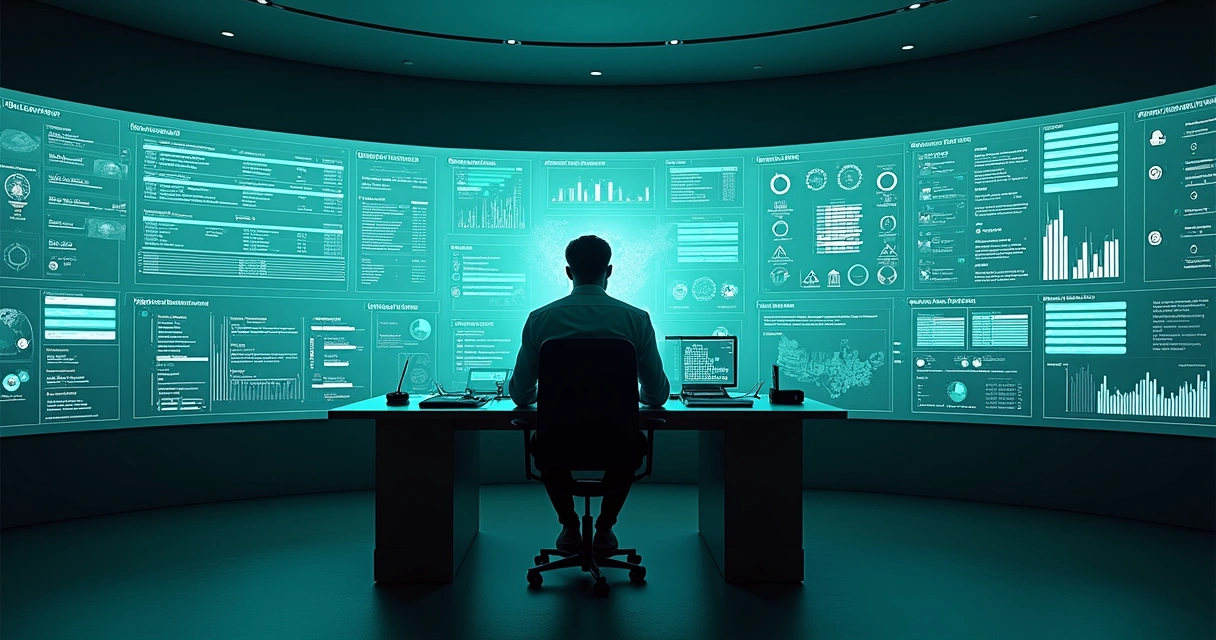 Gestor observa painel de CRM com IA conectando conversas de WhatsApp a dados de vendas 