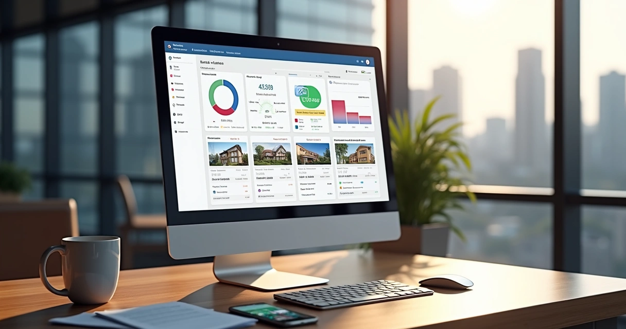 Painel de CRM com gráficos de vendas e lista de contatos