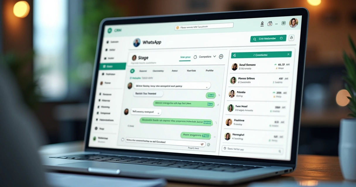 Painel de CRM mostrando integração com WhatsApp 