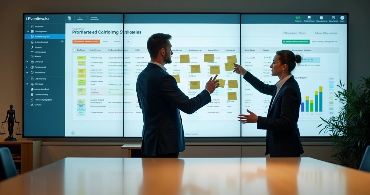 Tela gigante de CRM jurídico exibindo caso e mensagens integrada ao escritório de advocacia 