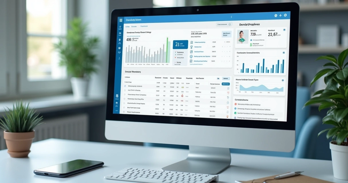 Painel de CRM odontológico com métricas de agendamento e comparecimento 