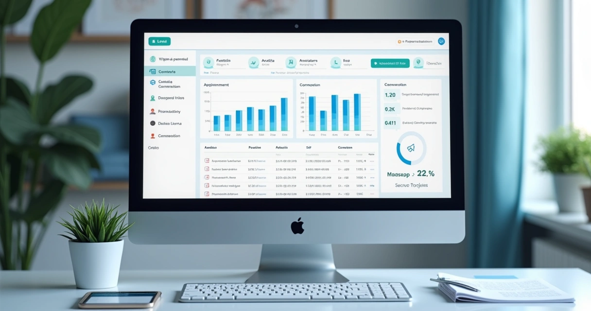 Painel de CRM odontológico com métricas de agendamento 