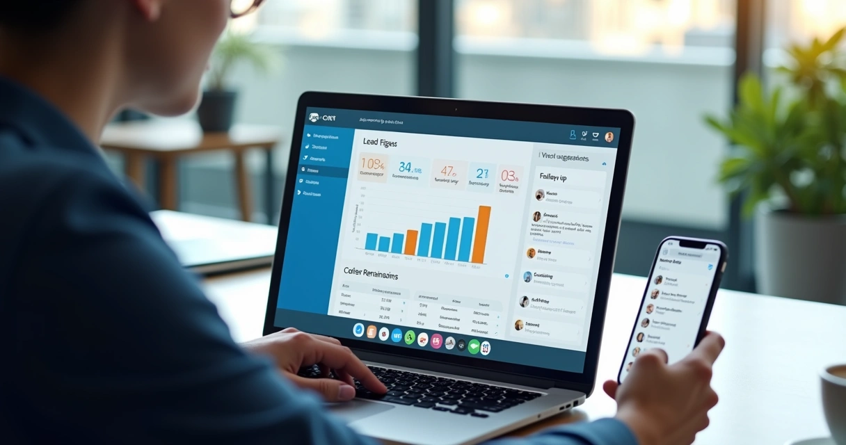 Painel de CRM com vendedor a rever dados