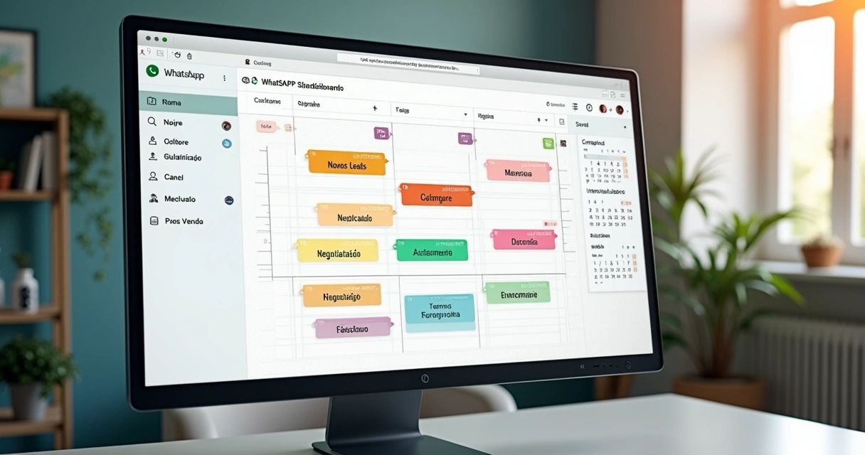 Painel de CRM integrado ao WhatsApp com funil e contatos organizados